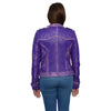 Women's sheepskin asymmetrical moto jacket with studding from HighwayLeather, featuring a stylish, edgy design and textured leather details.