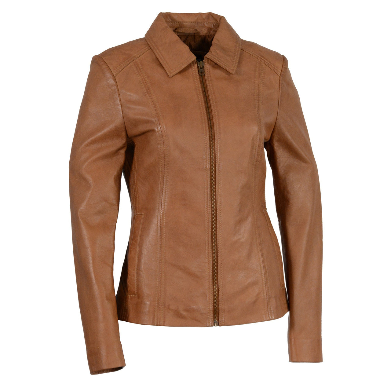 Woman's Zipper Front Scuba Jacket w/ Shirt Collar - HighwayLeather