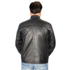 Men's black euro collar café jacket by HighwayLeather with side stitch detailing, stylish men's jacket for casual wear.