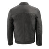Men's Euro collar café jacket by HighwayLeather with side stitch details, featuring a stylish and classic men's jacket design.