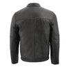 Men's euro collar café jacket w side stitch - HighwayLeather