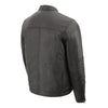 Men's Euro collar café jacket by HighwayLeather with side stitch details, stylish men's jacket in black.