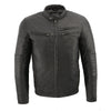 Men's Euro collar café jacket by HighwayLeather with side stitch detailing, shown in classic style on a plain background.