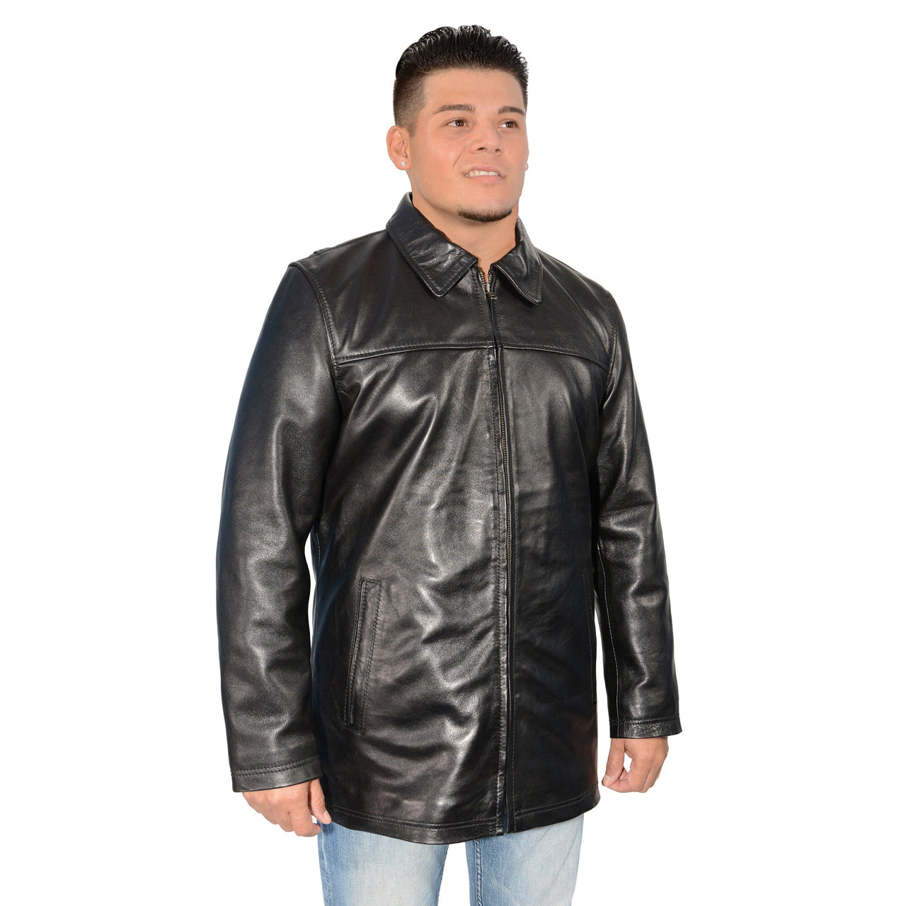 Men's classic JD 32 inch zipper front jacket - HighwayLeather