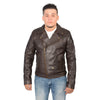 Men's motorcycle look jacket with shoulder studding by HighwayLeather, featuring a rugged design and studded shoulder details.