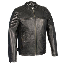 Men's Snap Collar Leather Jacket w/ Quilted Shoulders - HighwayLeather