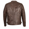 Men's brown leather jacket with snap collar and quilted shoulder details by HighwayLeather, stylish men's jacket for casual wear.