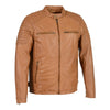 Men's snap collar leather jacket with quilted shoulder details, stylish HighwayLeather men's jacket for a modern, rugged look.