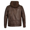 Men's Snap Collar Leather Moto Jacket w/ Removable Hood - HighwayLeather