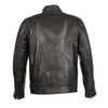Men's black sheepskin moto leather jacket with zipper front from HighwayLeather, showcasing a stylish men's jacket with a sleek design.