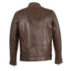 Men's brown sheepskin moto leather jacket with zipper front by HighwayLeather, showcasing its rugged style and high-quality craftsmanship.