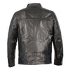 Men's classic black moto leather jacket with zipper front by HighwayLeather, featuring a sleek and stylish design.