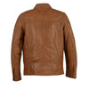 Men's classic moto leather jacket with zipper front by HighwayLeather, shown in black with stylish lapels and zipper details.