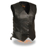 Ladies Classic Side Lace Four Snap Vest - HighwayLeather