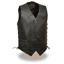 Men's Classic Side Lace Vest w/ Gun Pockets - HighwayLeather