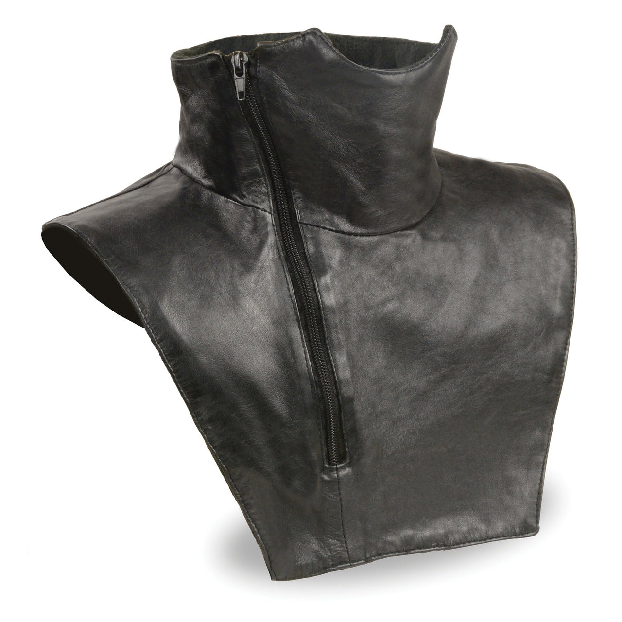 Unisex Premium Leather Neck Warmer w/ Zipper Closure, Fleece Liner - HighwayLeather