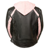 Women's striped jacket with zip-out hoodie by HighwayLeather, featuring a stylish design and casual fit.