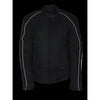 Black women's textile jacket by Dynamicleather with studded details and wing embellishments, shown with a front view and zipper closure.