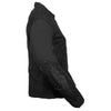 Women's textile jacket by Dynamicleather with stud and wing detailing, black color, stylish design, and front zipper closure.
