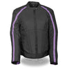 Women's textile jacket with stud and wing detailing by Dynamicleather, featuring a stylish design and textured fabric.