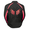 Women's textile jacket by Dynamicleather with stud and wing detailing, featuring a stylish red design and modern fit.