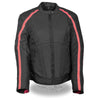 Women's textile jacket by Dynamicleather with stud accents, wing detailing, and a stylish red color.