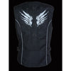 Ladies Textile Snap Front Vest w/ Wing  Embroidery - HighwayLeather