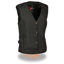 Ladies Textile Snap Front Vest w/ Wing  Embroidery - HighwayLeather