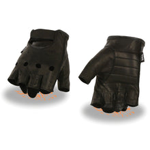Men's Leather Fingerless Gloves w/ Gel Palm - HighwayLeather