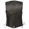 Ladies snap front vest with thin braid detail from HighwayLeather, stylish women’s vest with a sleek snap closure and decorative braid.