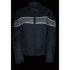 Ladies black textile jacket with stretch fabric and reflective piping, lightweight women's jacket by HighwayLeather.