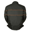 Men's Scooter Style Textile Jacket w/ Orange Stripes - HighwayLeather