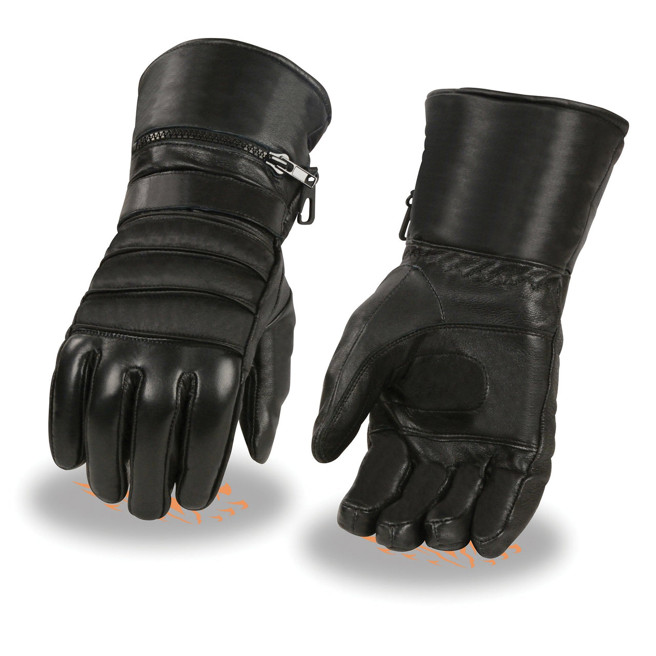 Men's Leather Gauntlet Gloves w/ Rain Mitton, Suede Palm - HighwayLeather