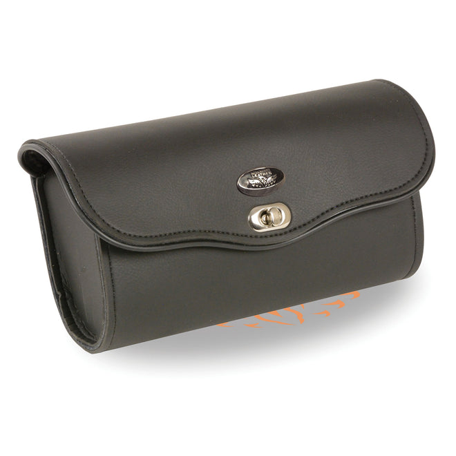 Large PVC windshield bag with turn clasp, HighwayLeather clip/thigh/fan bag, 10x5x3 inches, designed for motorcycle or vehicle use.