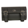 Large PVC tool bag with two buckles and quick release straps, designed for clip, thigh, fan, or bag use by Dynamicleather.