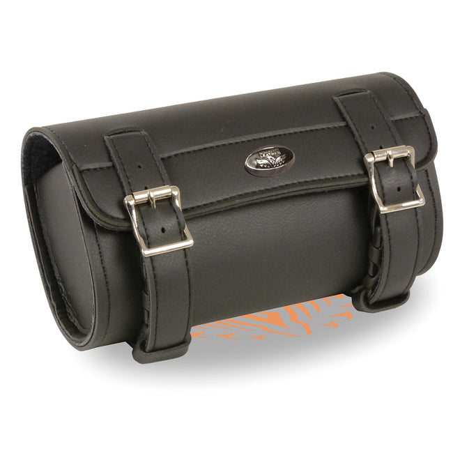 Large HighwayLeather PVC tool bag with two buckles, quick release, designed for clip, thigh, fan, or bag use.