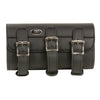 Large PVC tool bag with three buckles and quick release, black Dynamicleather clip/thigh/fan bag for tools and accessories.