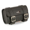 Small HighwayLeather PVC tool bag with two buckles and quick release, featuring multiple compartments for tools and accessories.