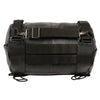 HighwayLeather biker bag made of leather, 14x10x10 inches, mounts easily to sissy bar for motorcycle storage.