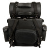 Large 2-piece PVC studded touring sissy bar bag by HighwayLeather, with ample storage, mounted on a motorcycle sissy bar.