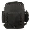 Medium leather and textile cruiser sissy bar backpack by Dynamicleather, featuring a sleek design and sturdy construction for bikers.