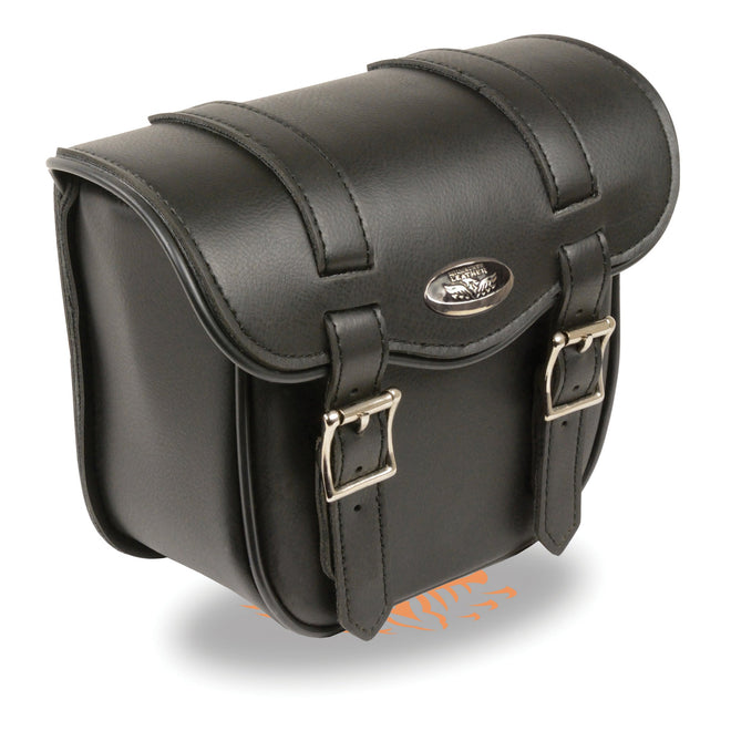 Milwaukee Leather small PVC sissy bar bag with quick release straps, dimensions 8x8x4.5 inches, for motorcycle luggage.