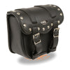 Small PVC studded biker bag by Milwaukee Leather, 8x8x4.5 inches with quick-release mounting, designed for sissy bars.