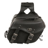 HighwayLeather medium zip-off PVC studded motorcycle saddle bag with throw-over design, dimensions 13x10x6x19 inches.
