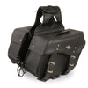 HighwayLeather medium zip-off PVC studded throw-over saddle bag with multiple compartments for motorcycle riding.
