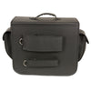 Large PVC sissy bar bag by HighwayLeather with carry handle, measuring 16x13x7 inches, designed for biker luggage storage.