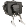 Large PVC biker sissy bar bag with carry handle, 16x13x7 inches, by HighwayLeather, designed for motorcycle luggage storage.