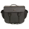 Large PVC sissy bar bag with carry handle by HighwayLeather, measuring 16x13x7 inches, designed for motorcycle luggage storage.