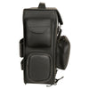 HighwayLeather large PVC biker sissy bar bag with five bonus pockets, measuring 16x19x7 inches, for motorcycle luggage storage.