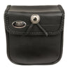 Small PVC braided sissy bar bag from Milwaukee Leather, 9x9x4.5 inches, designed for motorcycle rider storage.